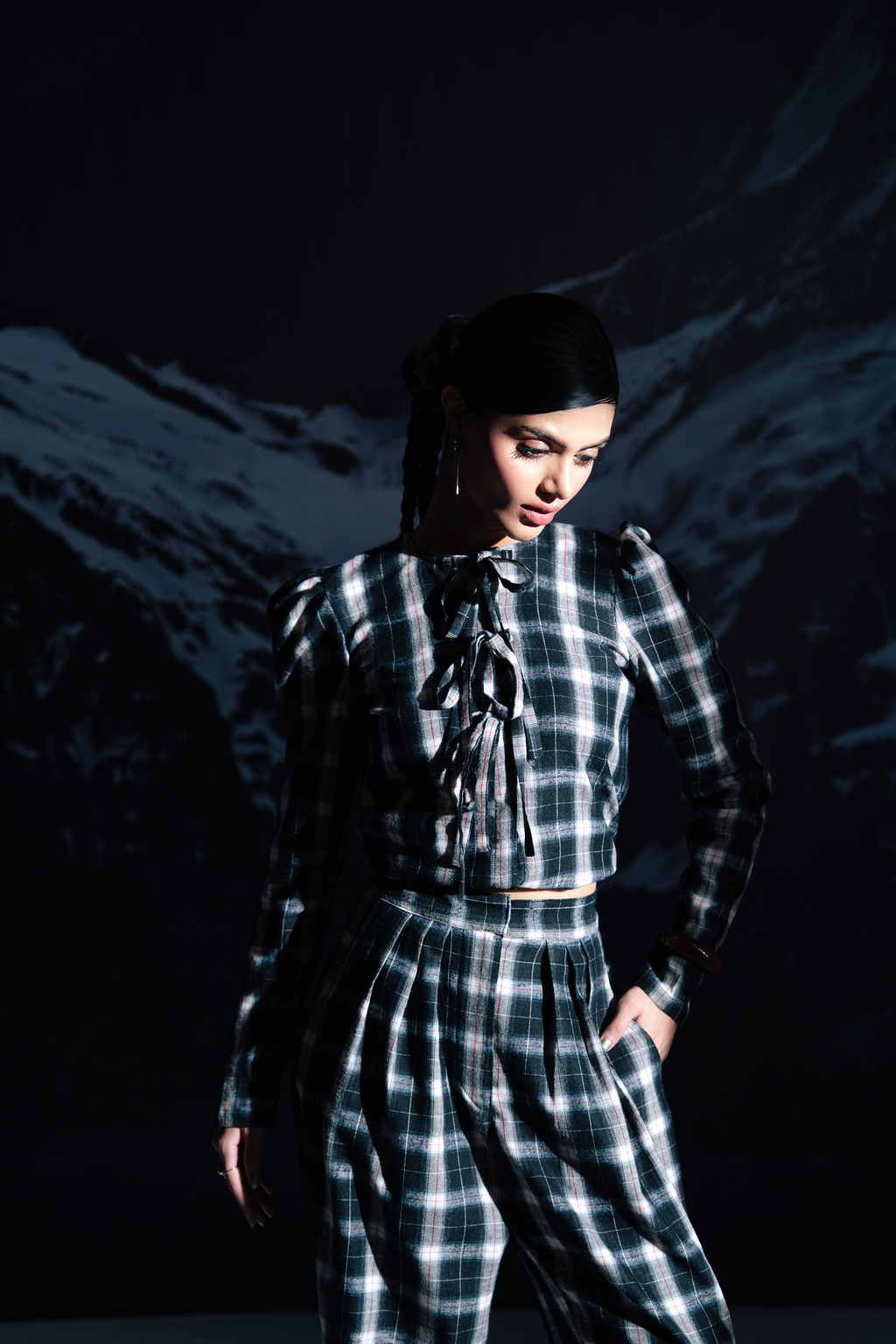 Check Pleated Trousers