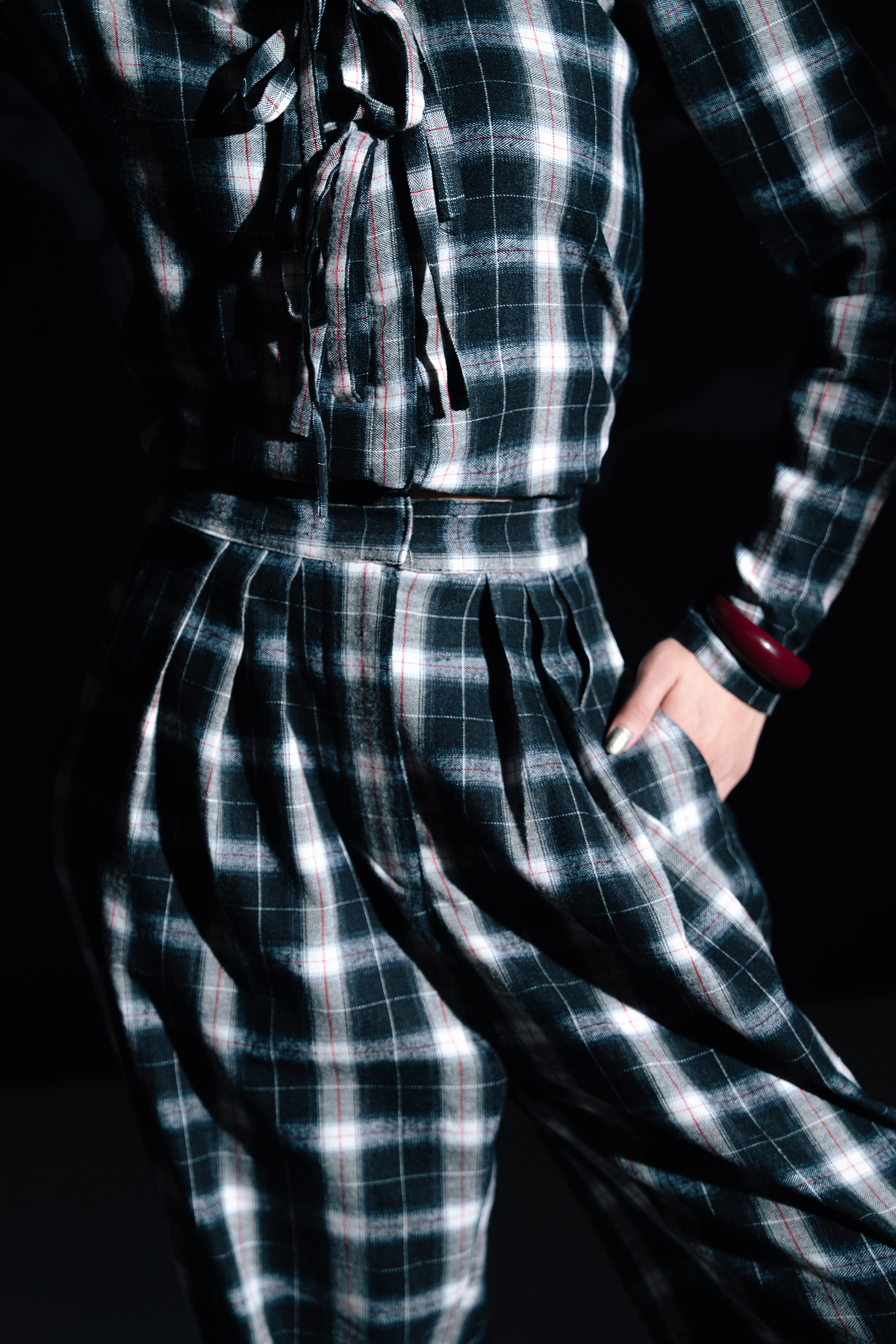 Check Pleated Trousers