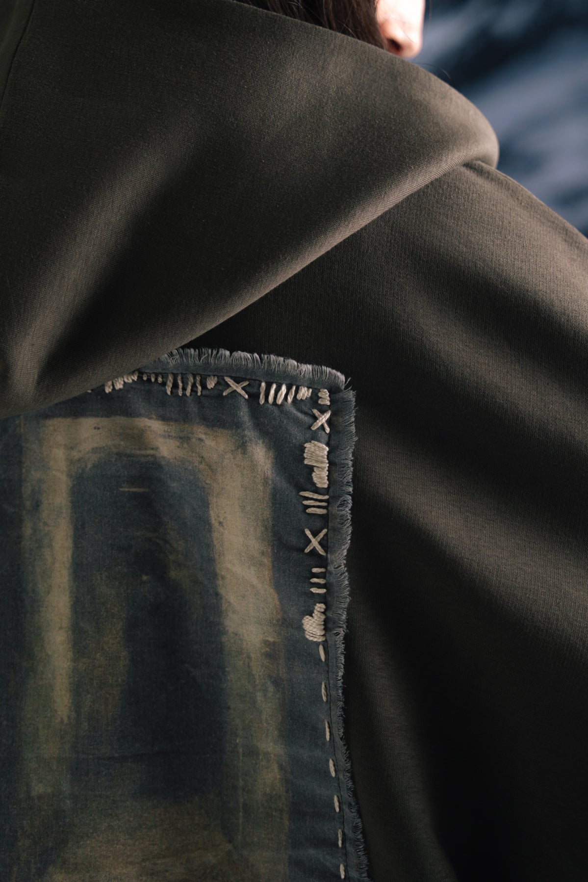 Smoky olive zipper hoodie - Men