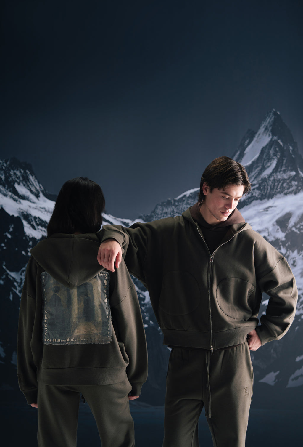 Smoky olive zipper hoodie - Women