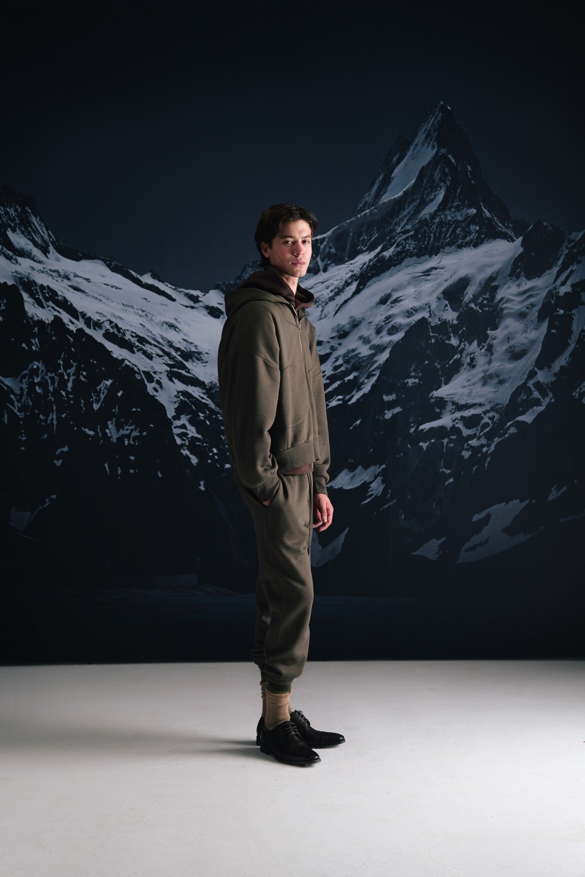 Smoky olive zipper hoodie - Men