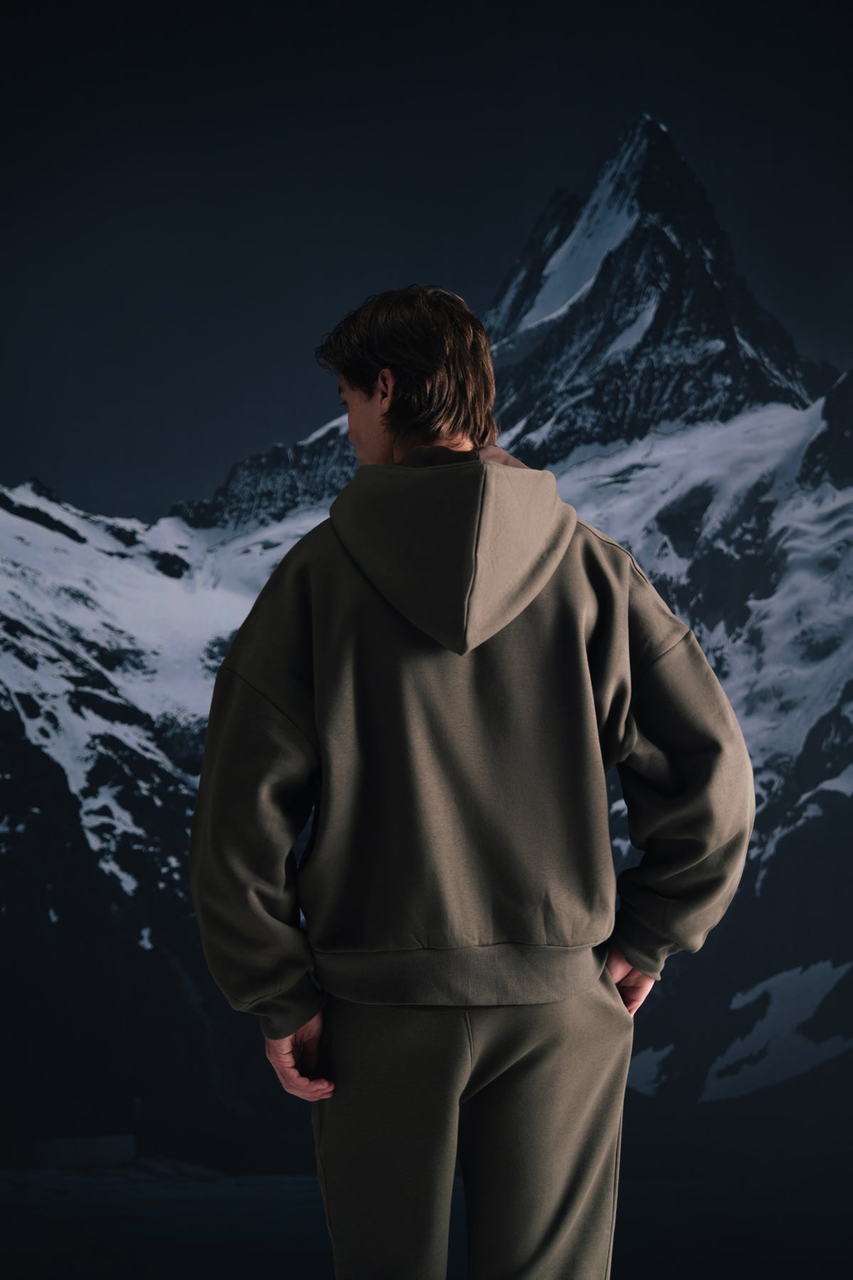 Smoky olive zipper hoodie - Men