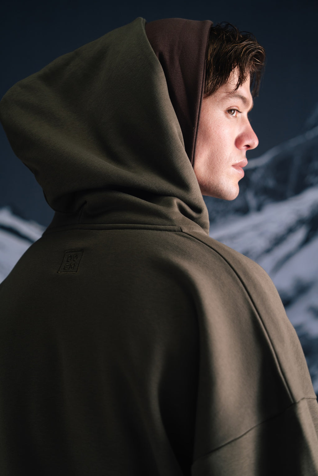 Smoky olive zipper hoodie - Men