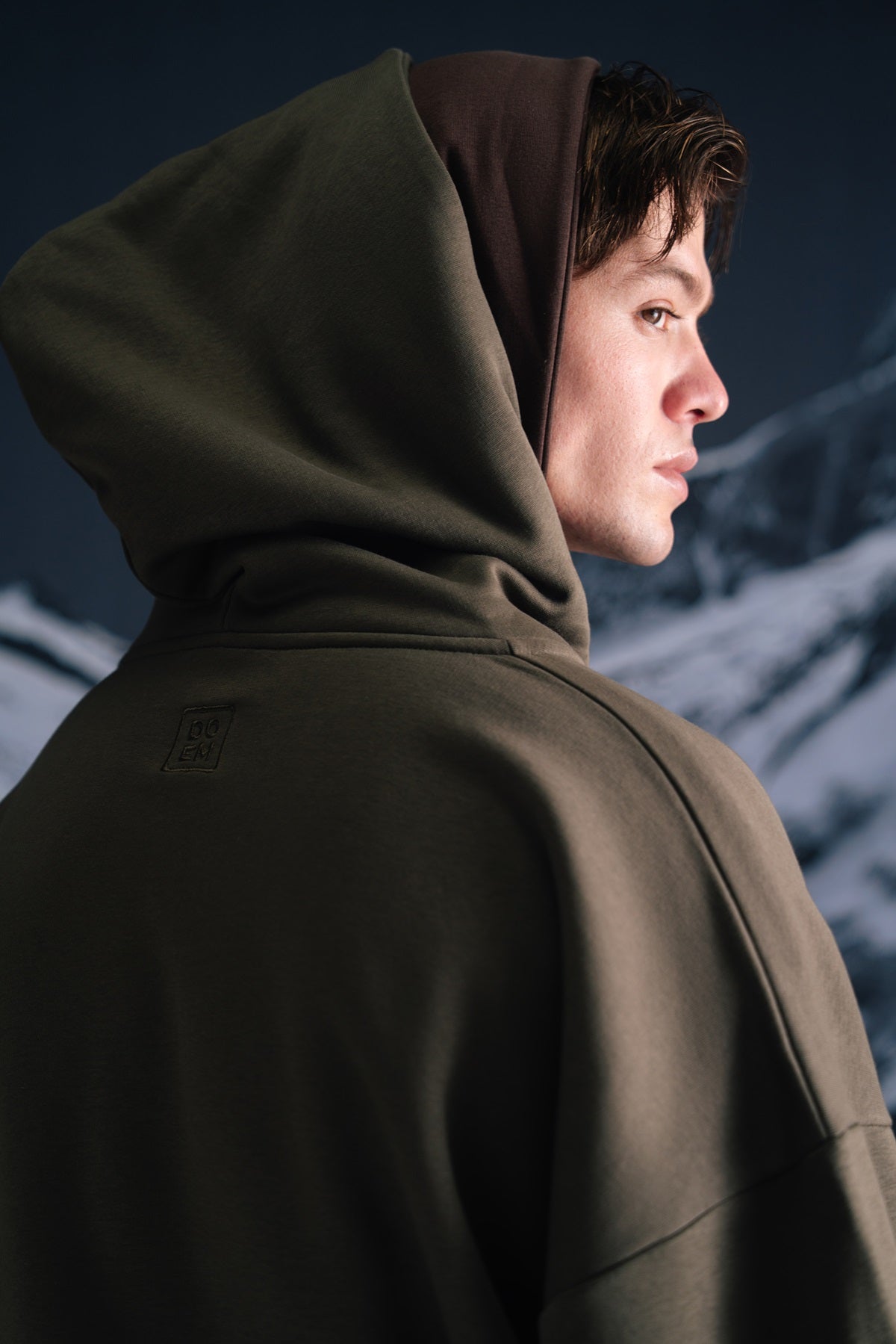 Smoky olive zipper hoodie - Men