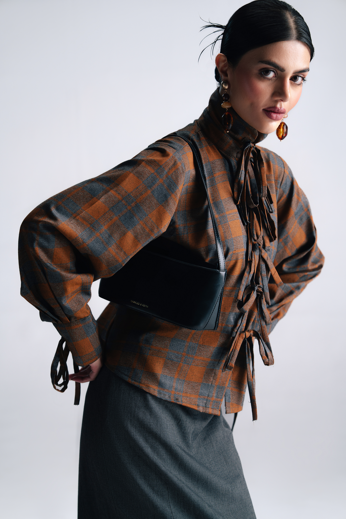 The Bow-Tie Plaid Corset Shirt