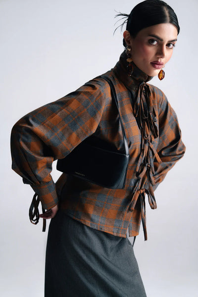 The Bow-Tie Plaid Corset Shirt