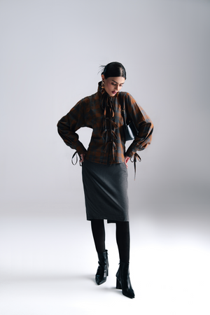 The Bow-Tie Plaid Corset Shirt