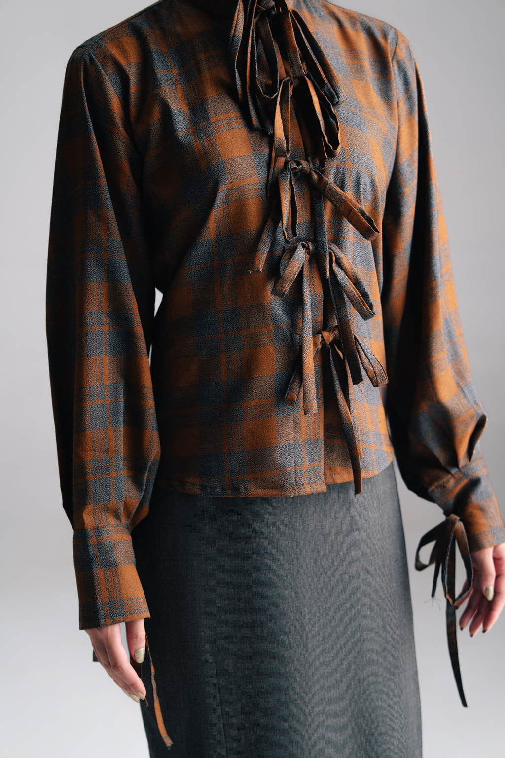 The Bow-Tie Plaid Corset Shirt