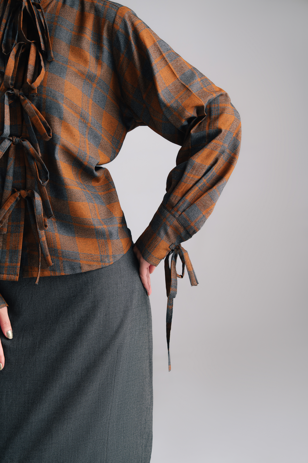 The Bow-Tie Plaid Corset Shirt