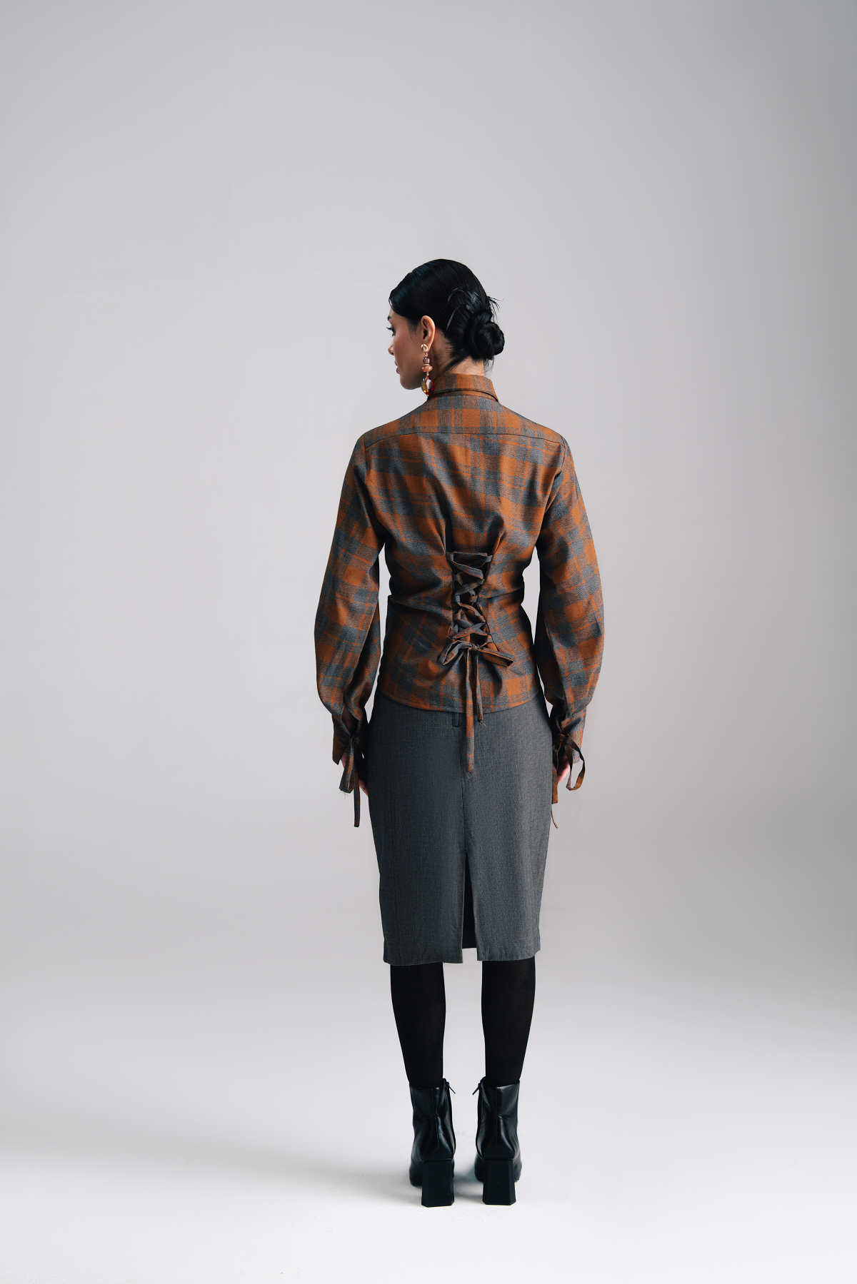 The Bow-Tie Plaid Corset Shirt