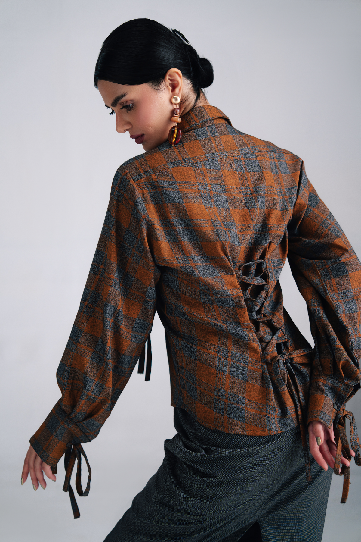 The Bow-Tie Plaid Corset Shirt