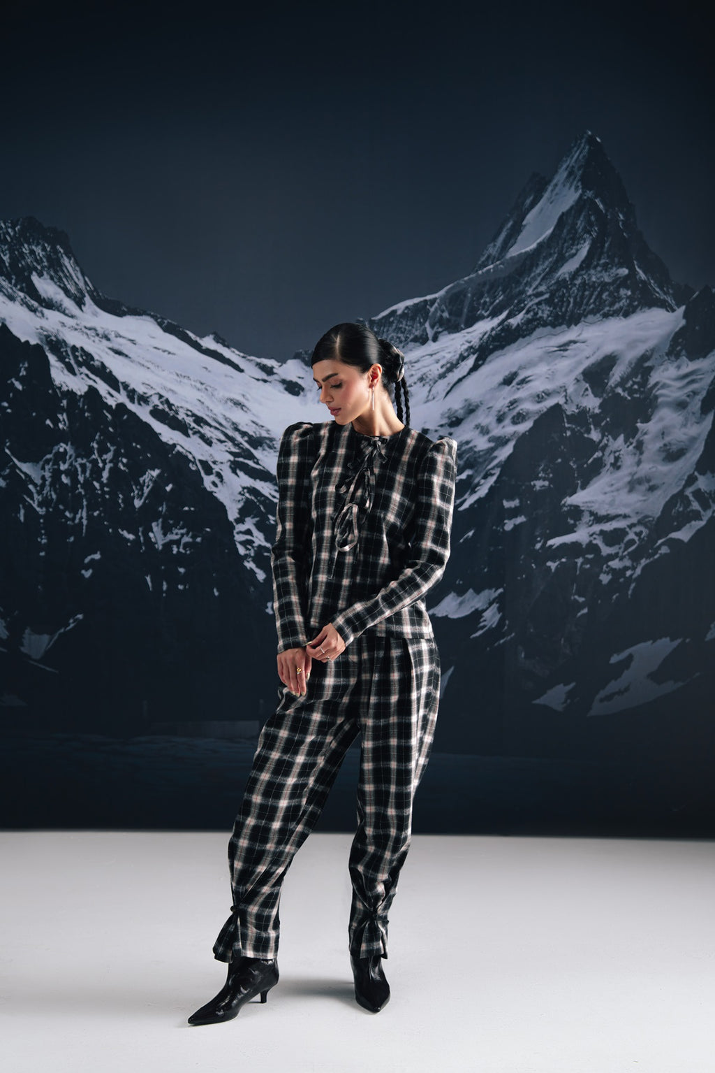 Check Pleated Trousers