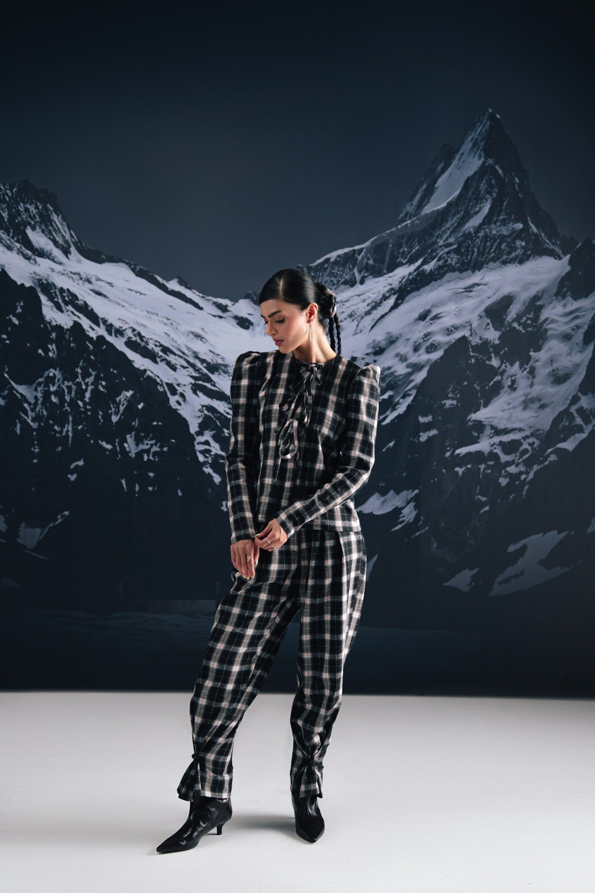 Check Pleated Trousers