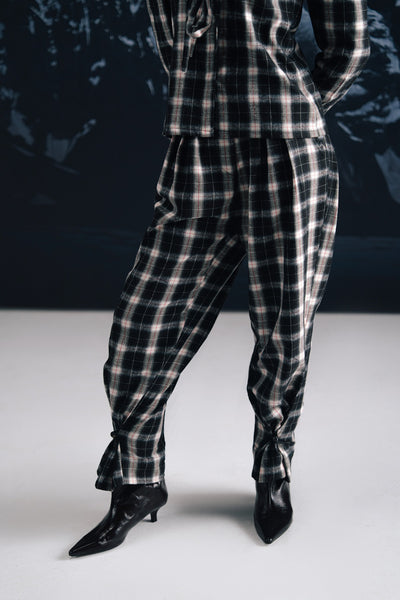 Check Pleated Trousers