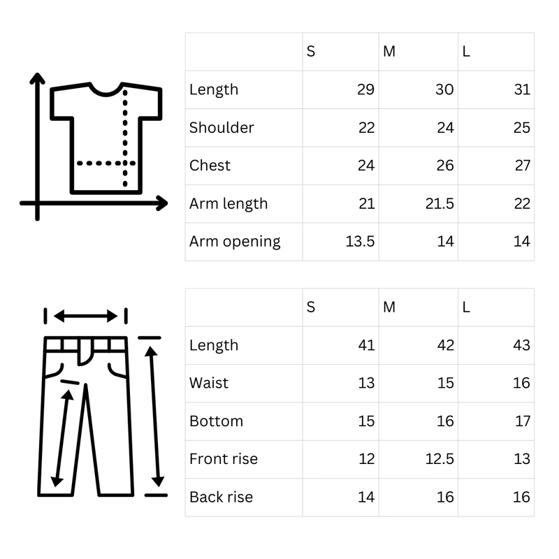 Size chart for Fluid Form Co-ord Set