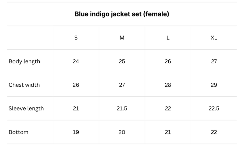 Size chart for Sketches of motion - Unisex