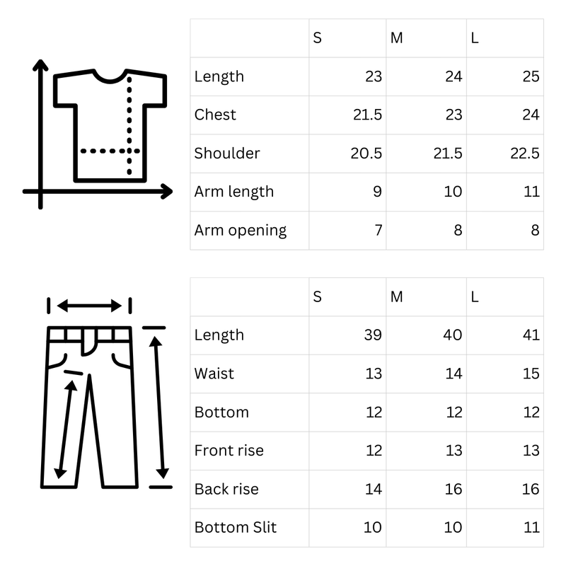 Size chart for Core Black Co-ord Set - Women