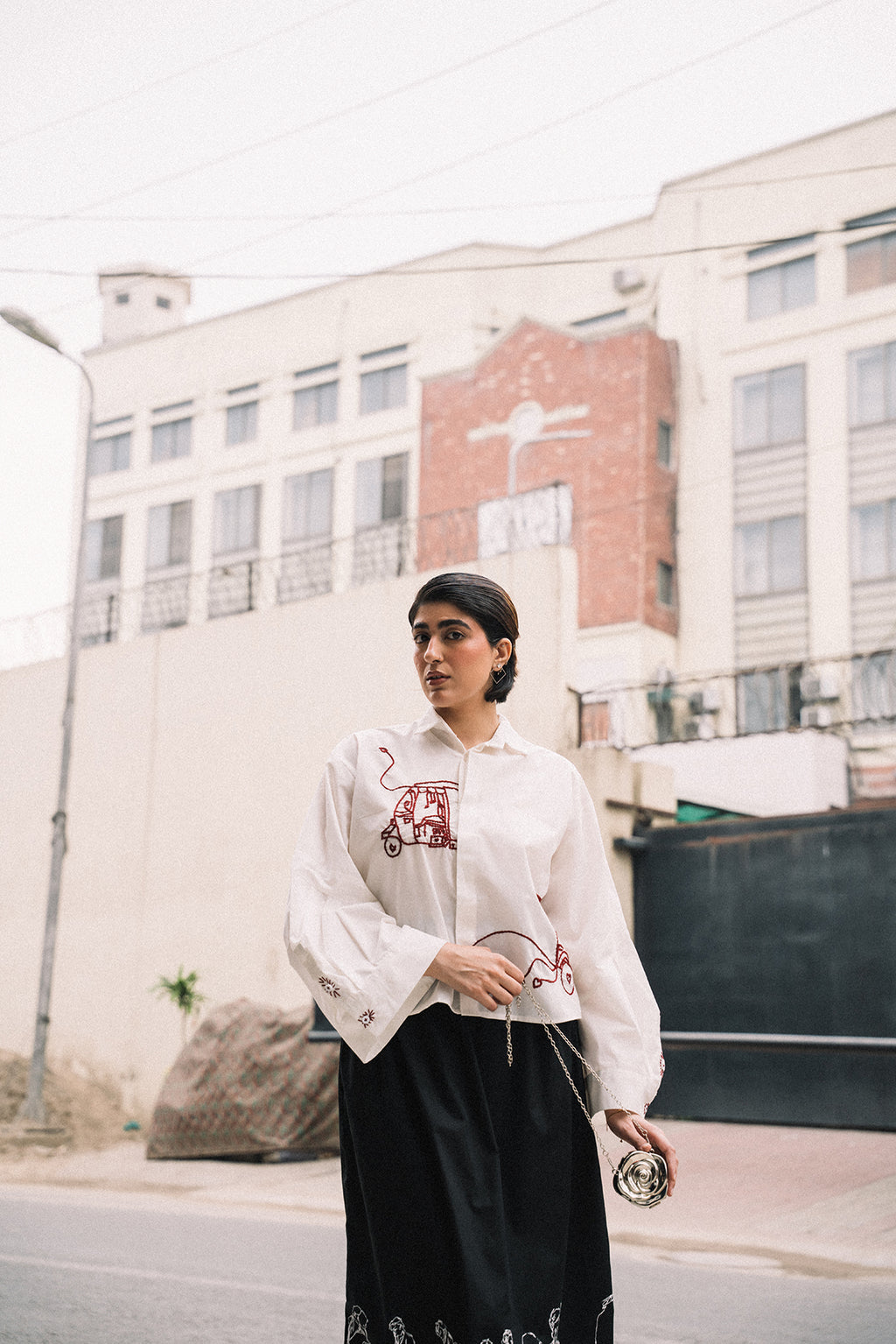 "The Rickshaw Line" Hand Embroidered Shirt