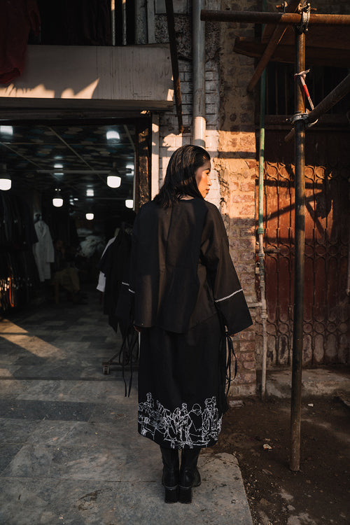 "Bazaar Whispers" — Artisan Embroidered & Screen-Printed Skirt Set (Bottom)