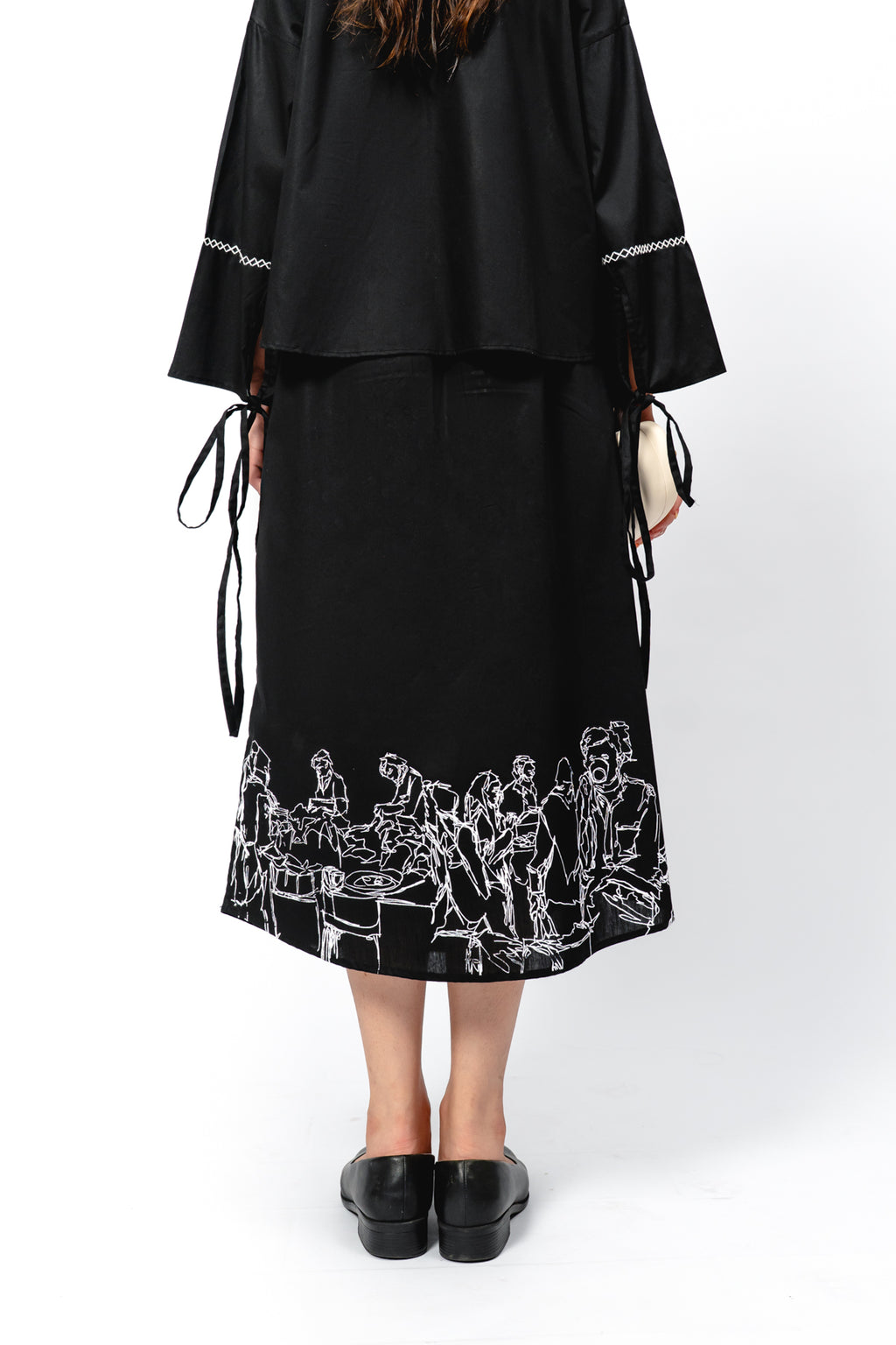 "Bazaar Whispers" — Artisan Embroidered & Screen-Printed Skirt Set (Bottom)