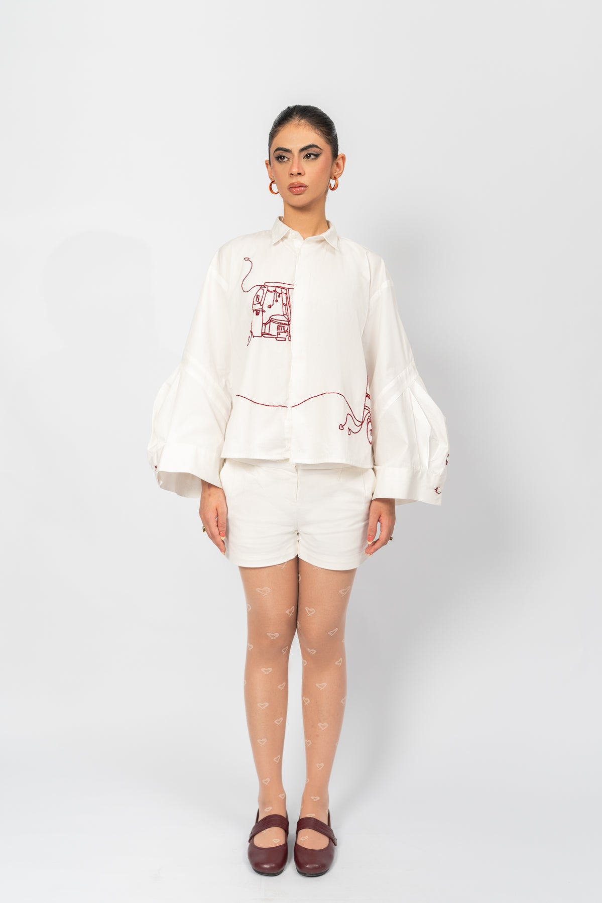 "The Rickshaw Line" Hand Embroidered Shirt