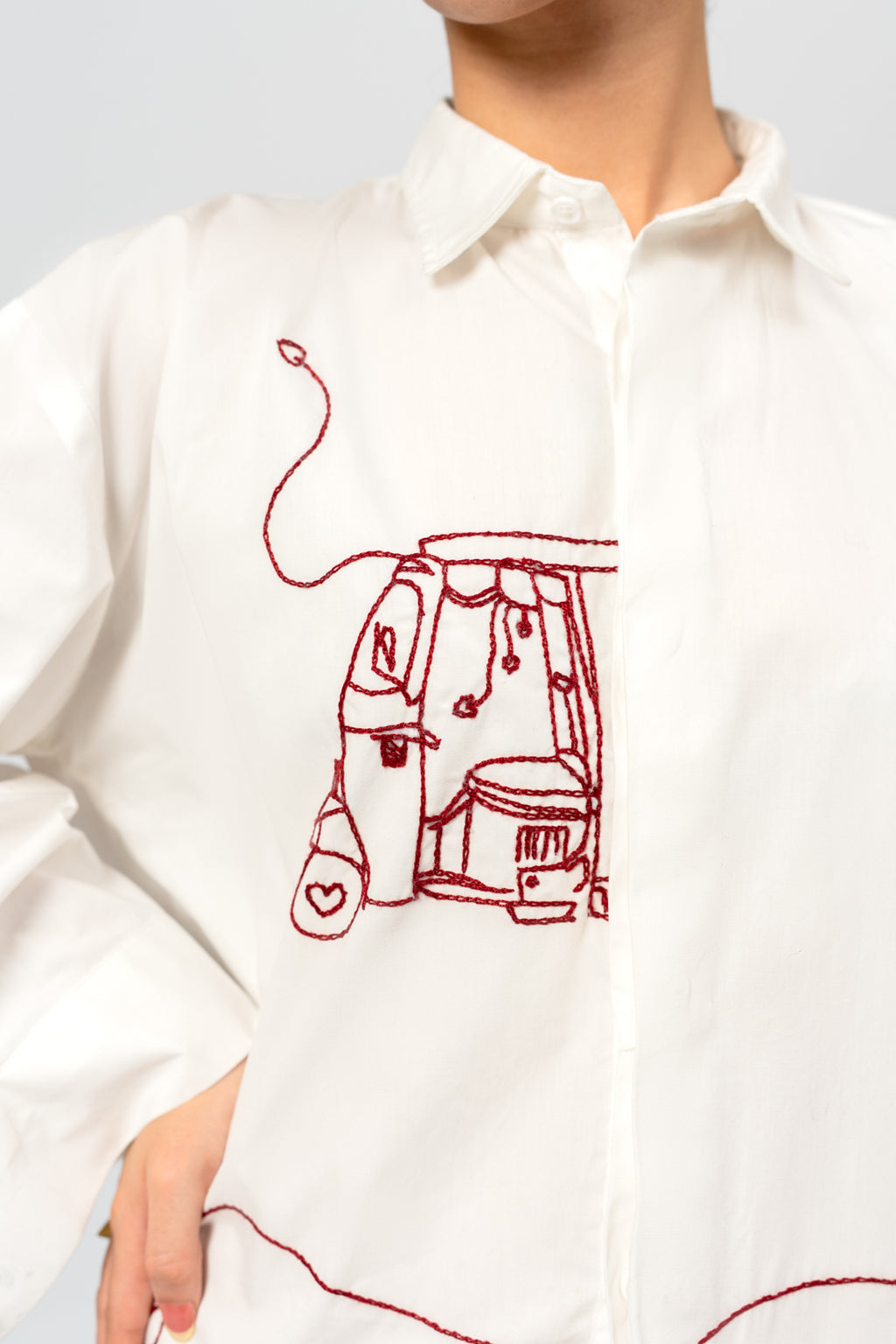 "The Rickshaw Line" Hand Embroidered Shirt