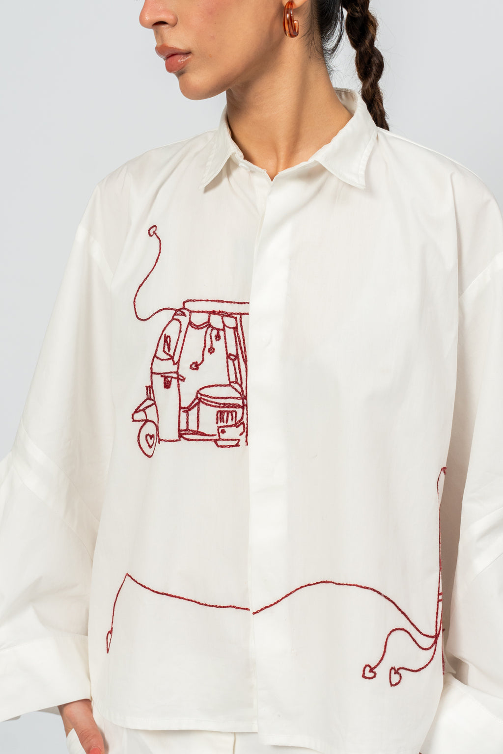 "The Rickshaw Line" Hand Embroidered Shirt