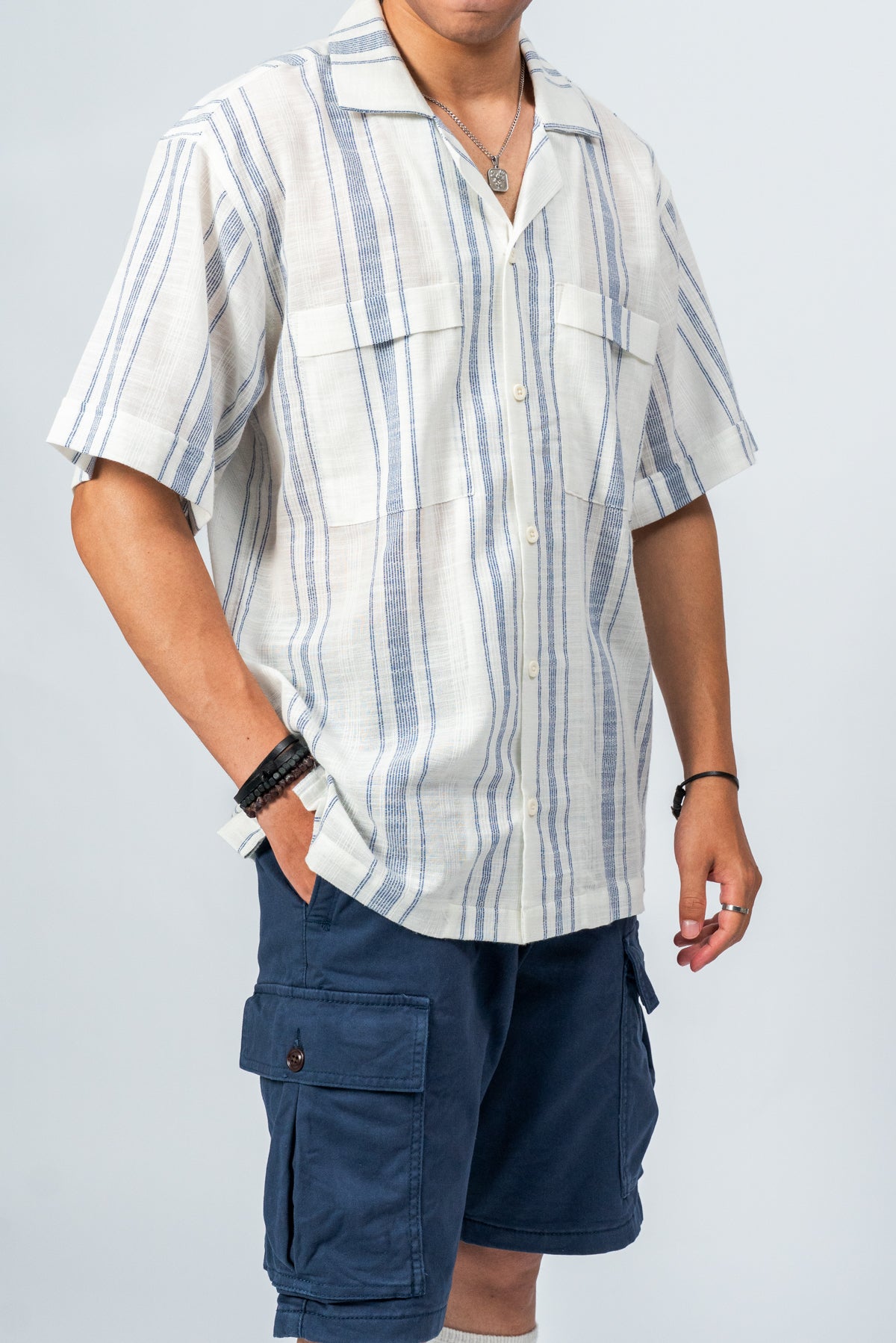 Blue Stripe Cuban Shirt