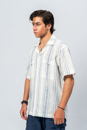 Blue Stripe Cuban Shirt