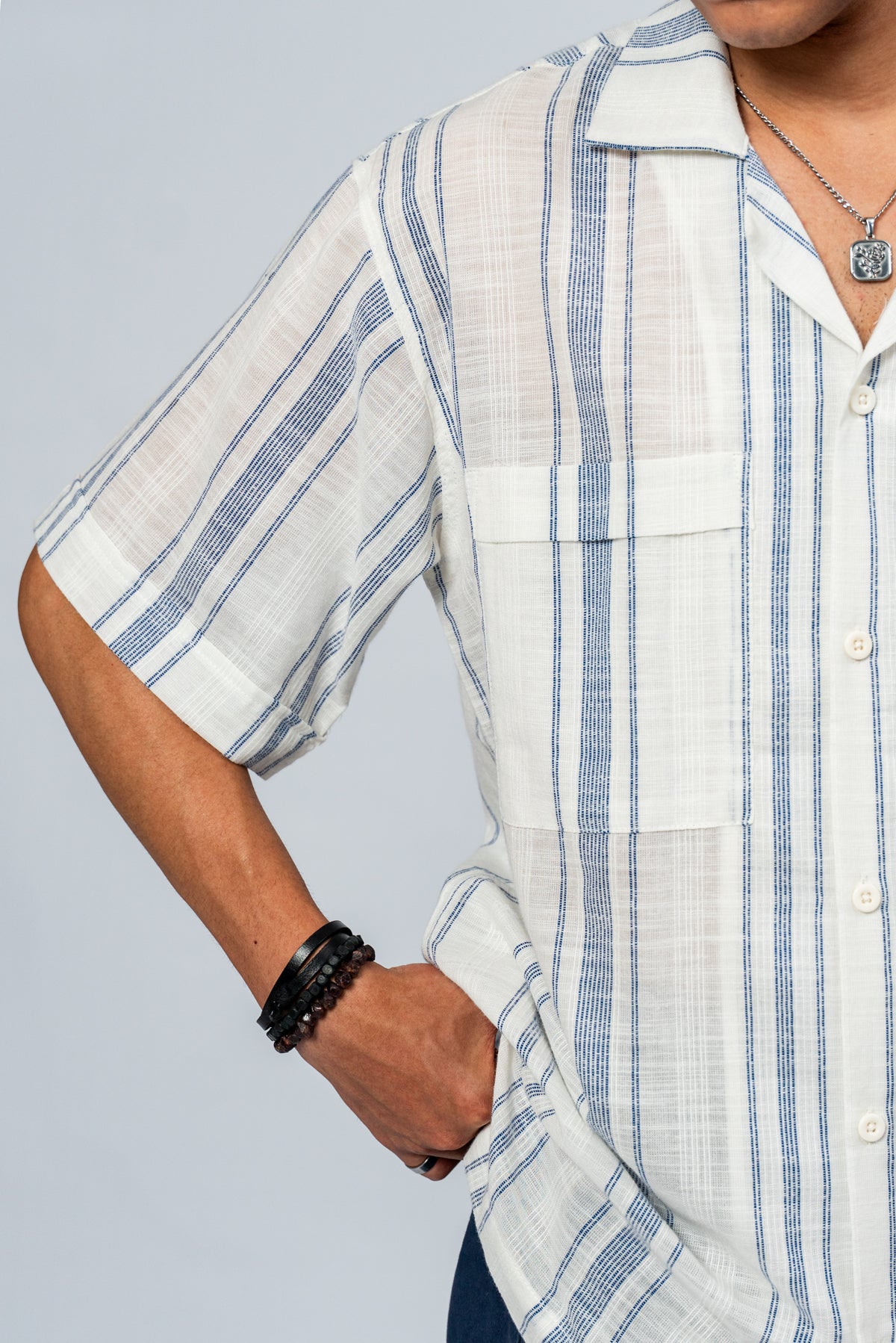 Blue Stripe Cuban Shirt