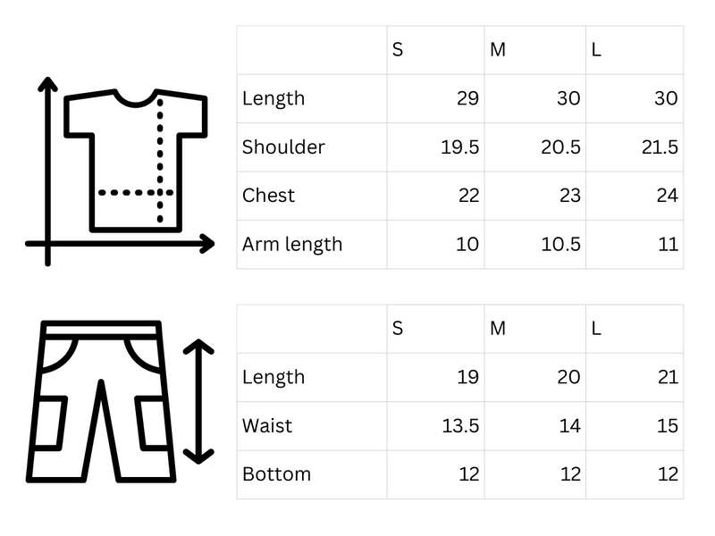Size chart for Between Lines Co-ord Set