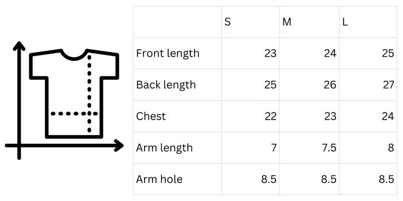 Size chart for Fourfold shirt